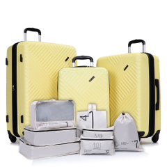 Luggage Sets 3 Piece Travel Suitcase Set with 7PCS Organizer Bags, Yellow