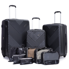 Luggage Sets 3 Piece Travel Suitcase Set with 7PCS Organizer Bags, Black