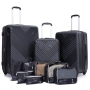 Luggage Sets 3 Piece Travel Suitcase Set with 7PCS Organizer Bags, Black