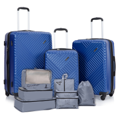 Luggage Sets 3 Piece Travel Suitcase Set with 7PCS Organizer Bags, Blue