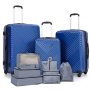 Luggage Sets 3 Piece Travel Suitcase Set with 7PCS Organizer Bags, Blue