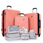 Luggage Sets 3 Piece Travel Suitcase Set with 7PCS Organizer Bags, Pink