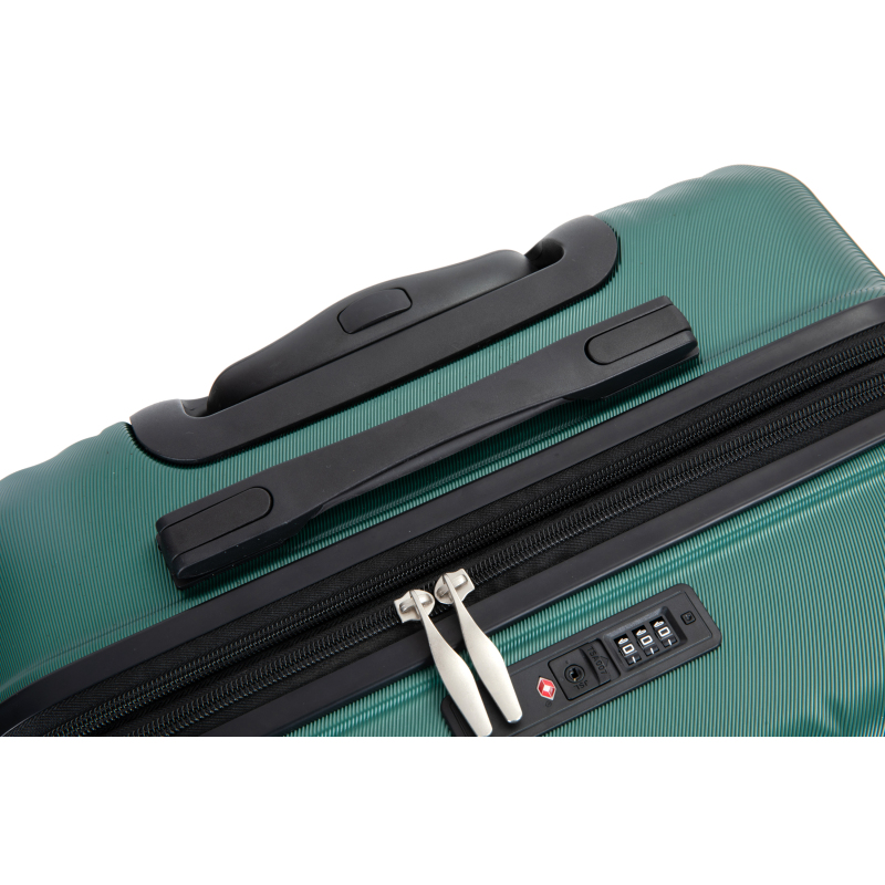확장 가능한 3피스 수하물 세트 후크 20개가 있는 PC 경량 가방, 스피너 휠, TSA 잠금 장치, (24/28/XNUMX), 녹색