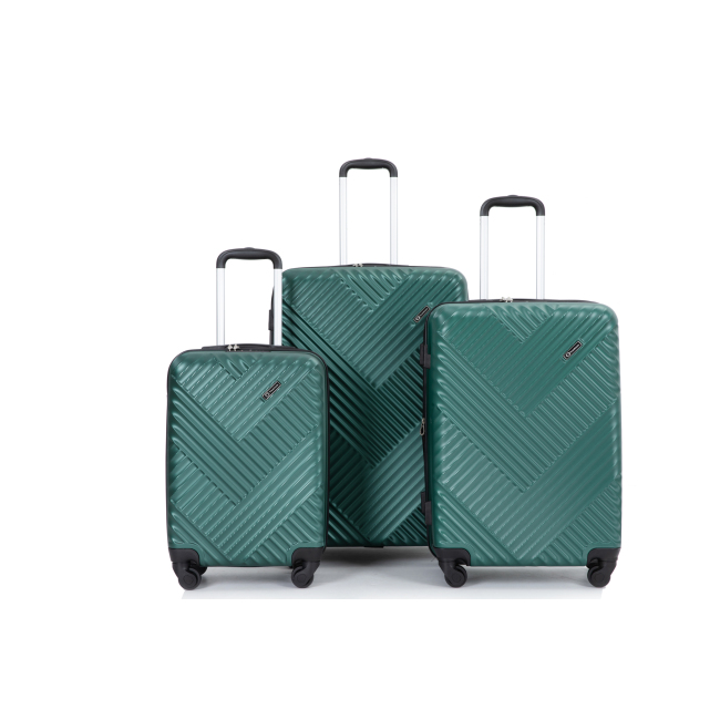 Expandable 3 Piece Luggage Sets PC Lightweight Suitcase with Two Hooks, Spinner Wheels, TSA Lock, (20/24/28), Green