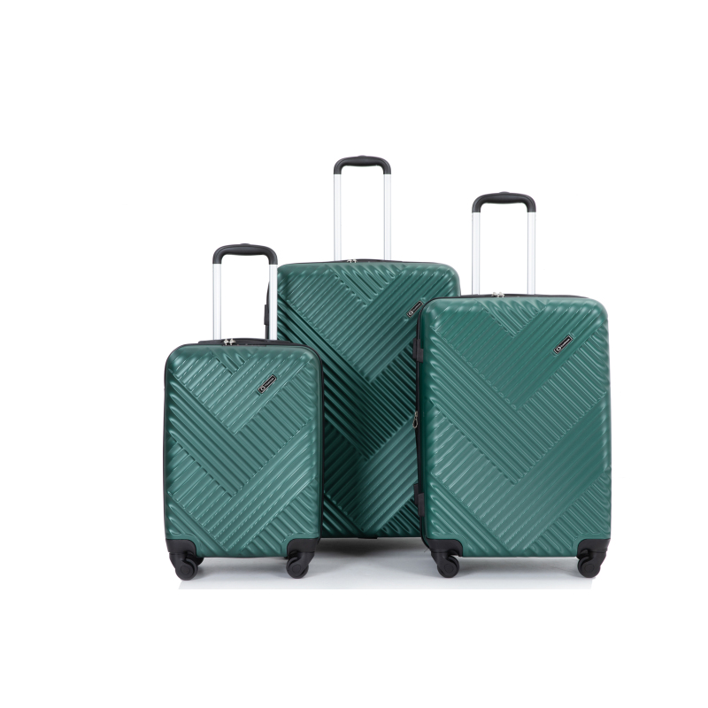 Expandable 3 Piece Luggage Sets PC Lightweight Suitcase with Two Hooks, Spinner Wheels, TSA Lock, (20/24/28), Green