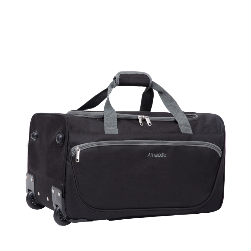 Amalodie Bag 21"Polyester Rolling Collapsible Wheeled Duffel Bag for Traveling,Black