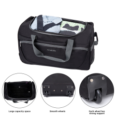 Amalodie Bag 21"Polyester Rolling Collapsible Wheeled Duffel Bag for Traveling,Black
