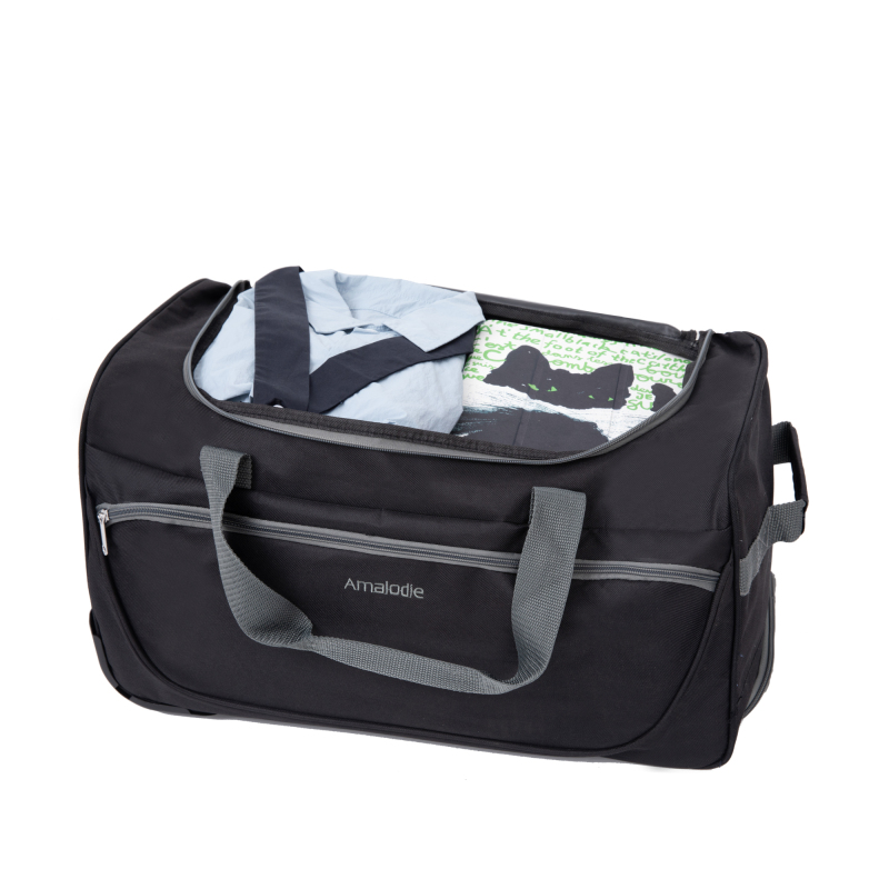 Amalodie Bag 21"Polyester Rolling Collapsible Wheeled Duffel Bag for Traveling,Black