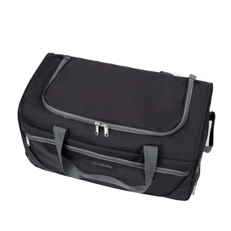 Amalodie Bag 21"Polyester Rolling Collapsible Wheeled Duffel Bag for Traveling,Black