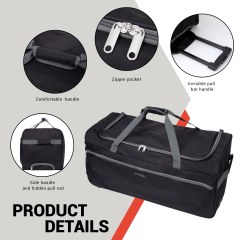 Amalodie Bag 21"Polyester Rolling Collapsible Wheeled Duffel Bag for Traveling,Black