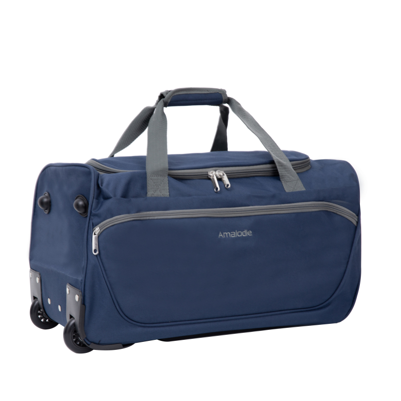Amalodie Bag 21"Polyester Rolling Collapsible Wheeled Duffel Bag for Traveling,Blue