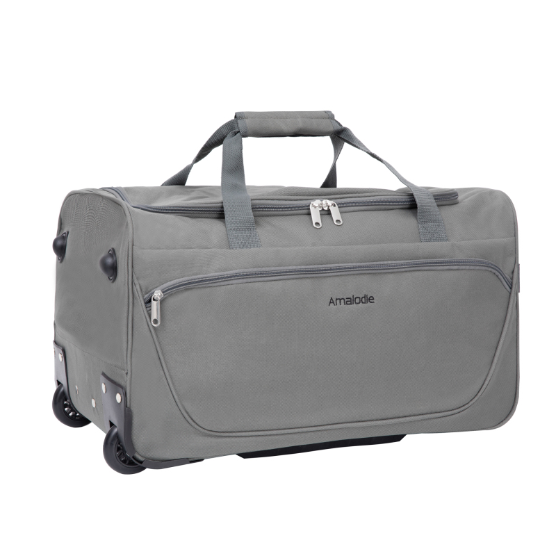 Amalodie Bag 21"Polyester Rolling Collapsible Wheeled Duffel Bag for Traveling,Gray