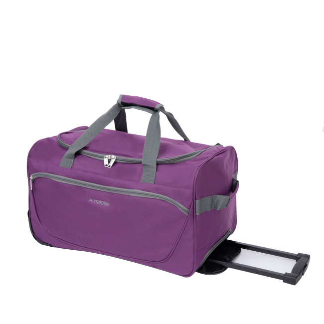 Amalodie Bag 21"Polyester Rolling Collapsible Wheeled Duffel Bag for Traveling,Purple