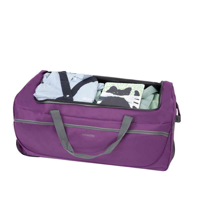 Amalodie Bag 30"Polyester Rolling Collapsible Wheeled Duffel Bag for Traveling,Purple