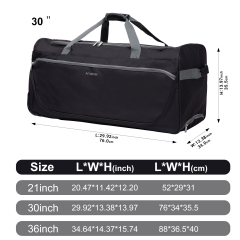 Amalodie Bag 36"Polyester Rolling Collapsible Wheeled Duffel Bag for Traveling, Black