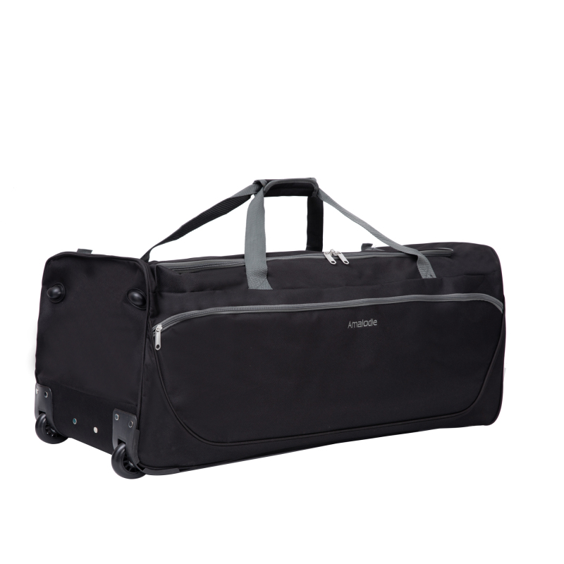 Amalodie Bag 36"Polyester Rolling Collapsible Wheeled Duffel Bag for Traveling, Black