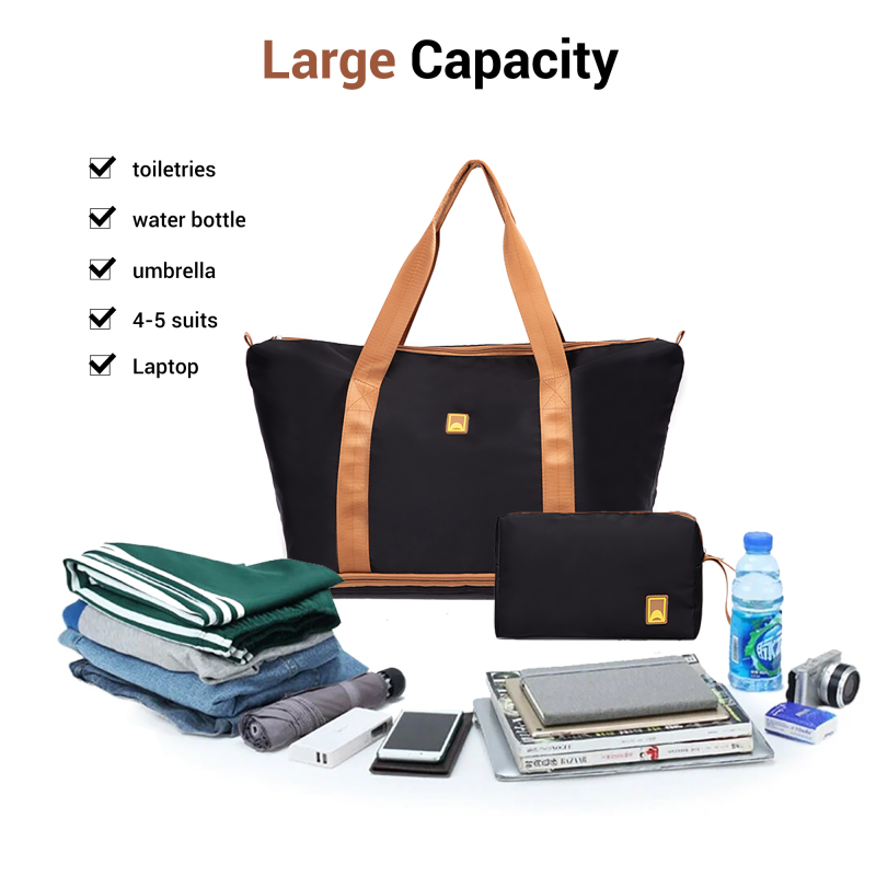 Landisun 3 Piece Carry-on Luggage Sets, Hardside Suitcase Set with Spinner Wheels, Portable Travel Bag and Toiletry Bag, Black