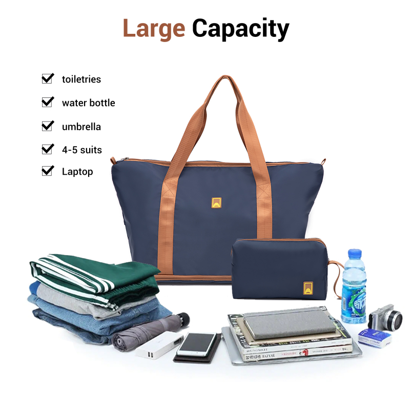 Landisun 3 Piece Carry-on Luggage Sets, Hardside Suitcase Set with Spinner Wheels, Portable Travel Bag and Toiletry Bag, Blue