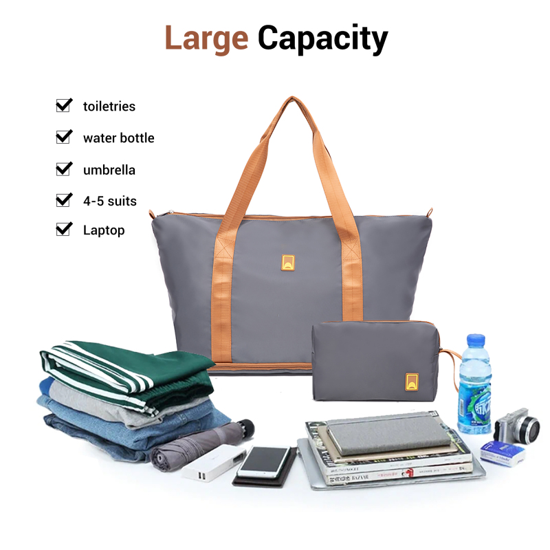 Landisun 3 Piece Carry-on Luggage Sets, Hardside Suitcase Set with Spinner Wheels, Portable Travel Bag and Toiletry Bag, Gray