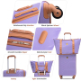 Landisun 3 Piece Carry-on Luggage Sets, Hardside Suitcase Set with Spinner Wheels, Portable Travel Bag and Toiletry Bag, Light Purple