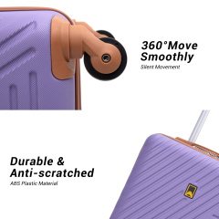 Landisun 3 Piece Carry-on Luggage Sets, Hardside Suitcase Set with Spinner Wheels, Portable Travel Bag and Toiletry Bag, Light Purple