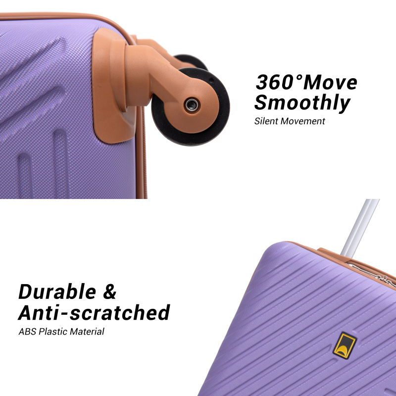 Landisun 3 Piece Carry-on Luggage Sets, Hardside Suitcase Set with Spinner Wheels, Portable Travel Bag and Toiletry Bag, Light Purple