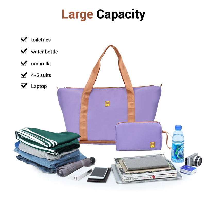 Landisun 3 Piece Carry-on Luggage Sets, Hardside Suitcase Set with Spinner Wheels, Portable Travel Bag and Toiletry Bag, Light Purple