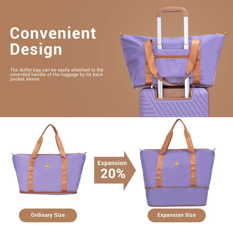 Landisun 3 Piece Carry-on Luggage Sets, Hardside Suitcase Set with Spinner Wheels, Portable Travel Bag and Toiletry Bag, Light Purple