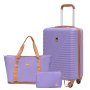 Landisun 3 Piece Carry-on Luggage Sets, Hardside Suitcase Set with Spinner Wheels, Portable Travel Bag and Toiletry Bag, Light Purple