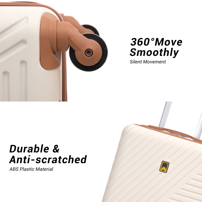 Landisun 3 Piece Carry-on Luggage Sets, Hardside Suitcase Set with Spinner Wheels, Portable Travel Bag and Toiletry Bag, White