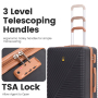 Luggage Sets 6 Piece, Hardshell Suitcase Set with Spinner Wheels, TSA Lock with Duffel Bag and 2 Piece Packing Cubes, Black