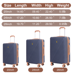 Luggage Sets 6 Piece, Hardshell Suitcase Set with Spinner Wheels, TSA Lock with Duffel Bag and 2 Piece Packing Cubes, Blue