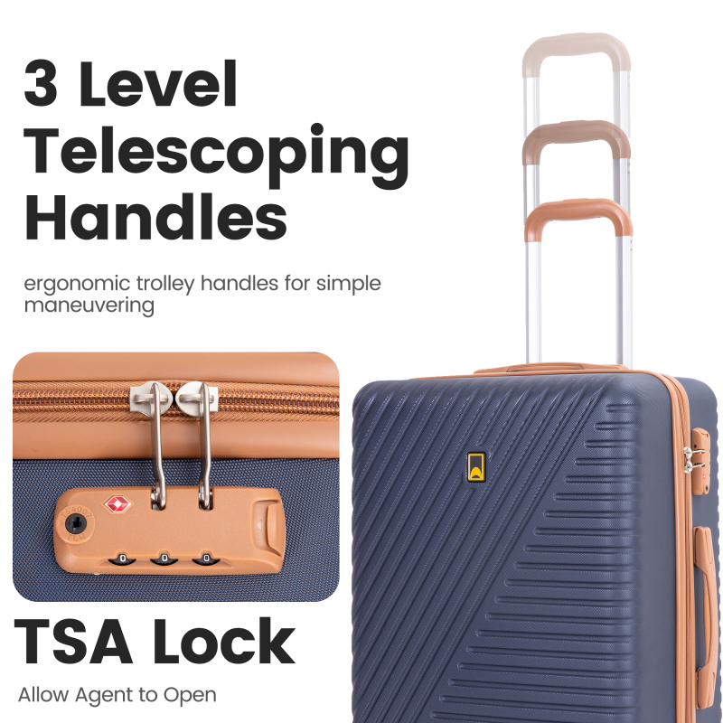 Luggage Sets 6 Piece, Hardshell Suitcase Set with Spinner Wheels, TSA Lock with Duffel Bag and 2 Piece Packing Cubes, Blue