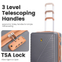 Luggage Sets 6 Piece, Hardshell Suitcase Set with Spinner Wheels, TSA Lock with Duffel Bag and 2 Piece Packing Cubes, Gray