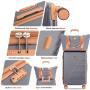 Luggage Sets 6 Piece, Hardshell Suitcase Set with Spinner Wheels, TSA Lock with Duffel Bag and 2 Piece Packing Cubes, Gray