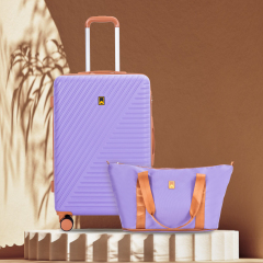 Luggage Sets 6 Piece, Hardshell Suitcase Set with Spinner Wheels, TSA Lock with Duffel Bag and 2 Piece Packing Cubes, Purple
