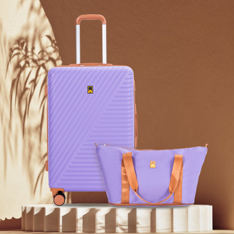 Luggage Sets 6 Piece, Hardshell Suitcase Set with Spinner Wheels, TSA Lock with Duffel Bag and 2 Piece Packing Cubes, Purple