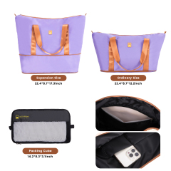 Juegos de equipaje de 6 piezas, juego de maletas rígidas con ruedas giratorias, cerradura TSA con bolsa de lona y cubos de embalaje de 2 piezas, color morado