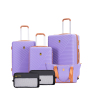 Luggage Sets 6 Piece, Hardshell Suitcase Set with Spinner Wheels, TSA Lock with Duffel Bag and 2 Piece Packing Cubes, Purple