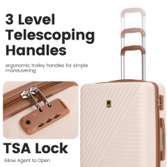 Luggage Sets 6 Piece, Hardshell Suitcase Set with Spinner Wheels, TSA Lock with Duffel Bag and 2 Piece Packing Cubes, Creamy White