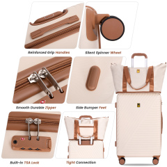 Luggage Sets 6 Piece, Hardshell Suitcase Set with Spinner Wheels, TSA Lock with Duffel Bag and 2 Piece Packing Cubes, Creamy White