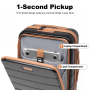 Travelhouse Carry-On Luggage Sets Front Open 4 Piece Hardside Suitcase Set with Spinner Wheels TSA Lock Toiletry Bag and Shoe bag,Black