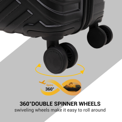 트래블하우스 6피스 여행 가방 세트 (하드쉘 경량 캐리어, 기내용 백팩, 더플백, 패킹 큐브 포함). 블랙