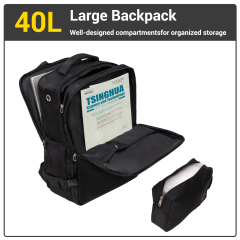 트래블하우스 6피스 여행 가방 세트 (하드쉘 경량 캐리어, 기내용 백팩, 더플백, 패킹 큐브 포함). 블랙