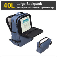 트래블하우스 6피스 여행 가방 세트 (하드쉘 경량 캐리어, 기내용 백팩, 더플백, 패킹 큐브 포함). 블루