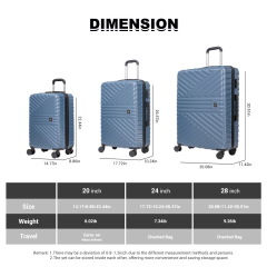 Travelhouse 6 Piece Luggage Set Hardshell Lightweight Suitcase with Carry On Backpack Duffel Bag and Packing Cube.Blue