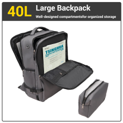 트래블하우스 6피스 여행 가방 세트 (하드쉘 경량 캐리어, 기내용 백팩, 더플백, 패킹 큐브 포함). 회색