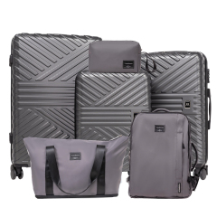 Travelhouse 6 Piece Luggage Set Hardshell Lightweight Suitcase with Carry On Backpack Duffel Bag and Packing Cube.Gray