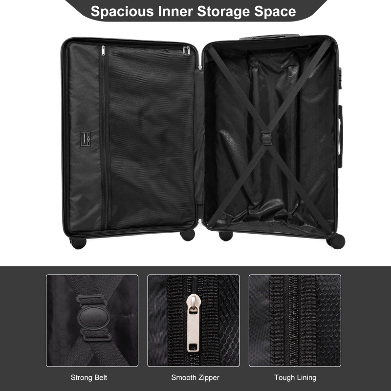 Travelhouse 6 Piece Hardshell Luggage Set Lightweight Suitcase with TSA Lock and Spinner Wheels with Backpack, Duffel Bag ,Packing Cubes,Green