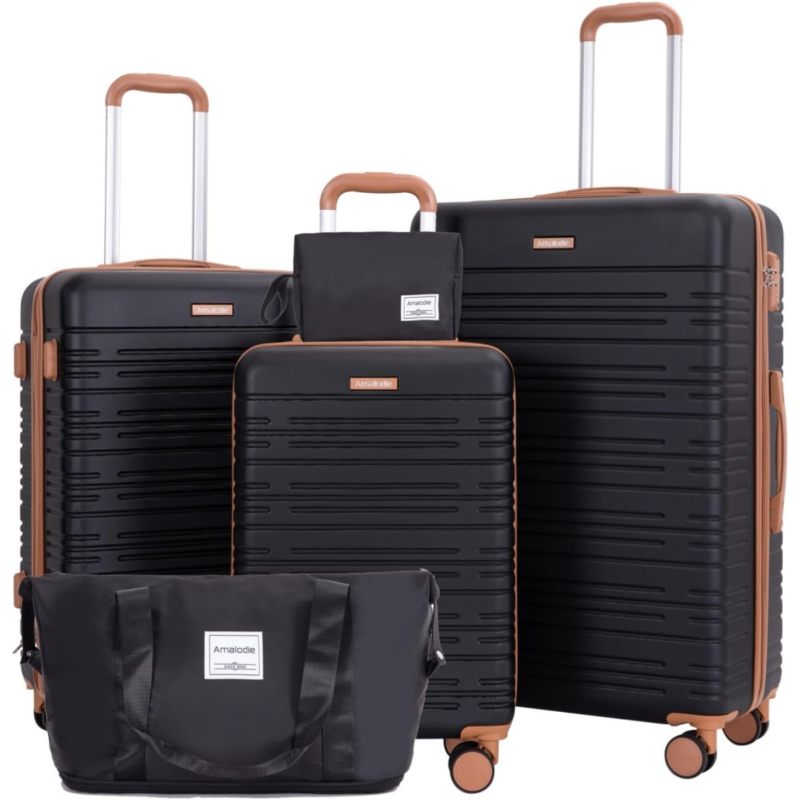 Luggage Sets 5 Piece,Suitcases with Double Spinner Wheels and TSA Lock,Hardcase 3 set Luggage with Travel Duffle Bag,Carry On Luggage Set